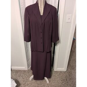 Vtg. Danny & Nicole 2 Piece Dress Jacket Suit Purple Special Occasion 16